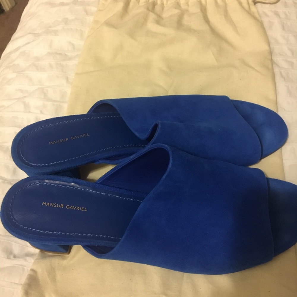 Mansur Gavriel Blue Suede Mules Size 41